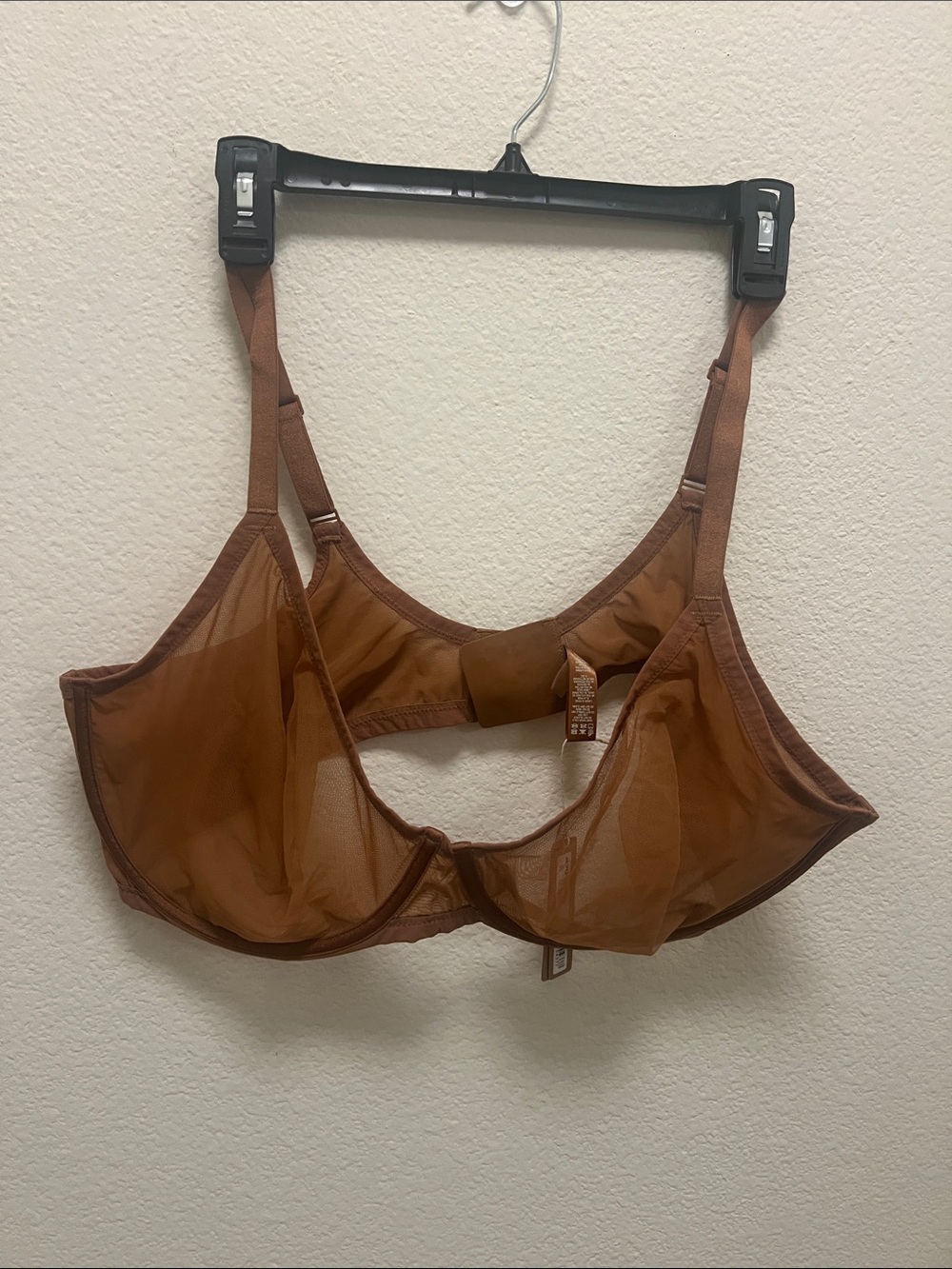 SKIMS new Sheer Mesh Underwire Bra 46DD Brown Minimalist Luxe Lingerie Chestnut